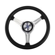 Рулевое колесо LYRA обод черный, спицы серебряные д. 370 мм