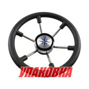 Рулевое колесо LEADER PLAST черный обод серебряные спицы д. 330 мм (упаковка из 6 шт.)