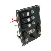 Панель бортового питания 3 переключателя, автоматы, разьём прикуривателя, розетка