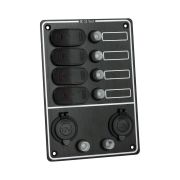 Панель бортового питания, 4 переключателя, 2 разьёма прикуривателя, индикация, автоматы