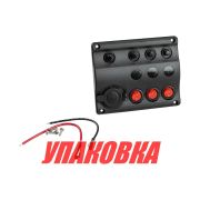 Панель бортового питания 3 переключателя, разъем прикуривателя, индикация, автоматы (упаковка из 2 шт.)
